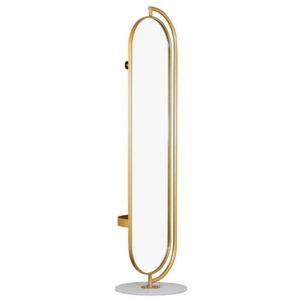 Rotating Dress Mirror with Hangers and Marble Base