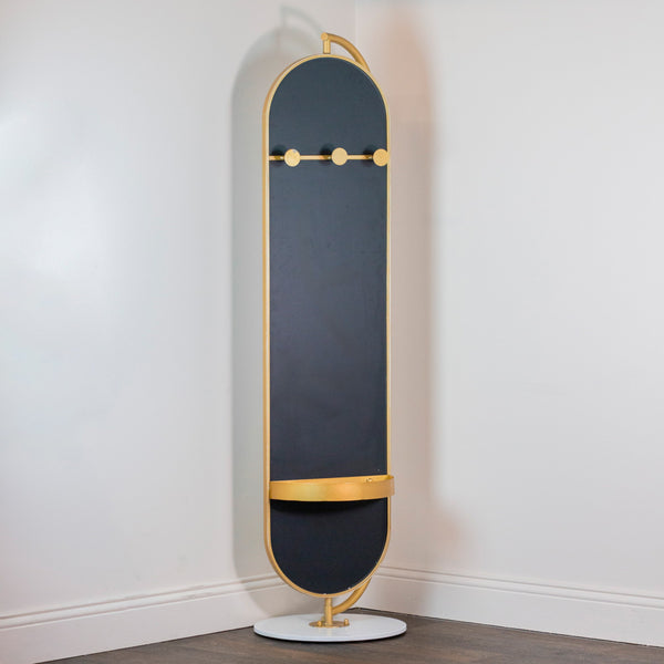 Rotating Dress Mirror with Hangers and Marble Base