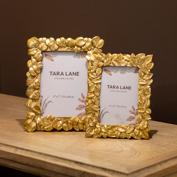 Leaf Photo Frame in Gold 5 “ x 7 “ in Gold