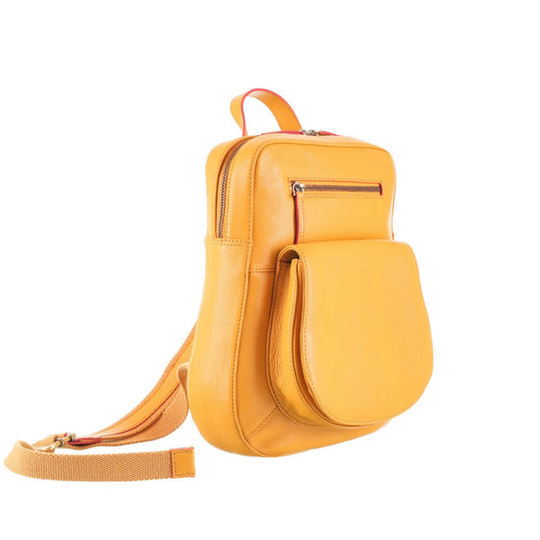 Sisken Leather Backpack in Mustard by Tinnakeenly Leather