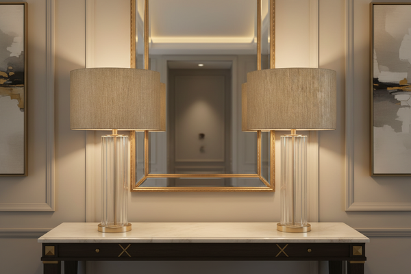 Distressed Glass Lamp 78cm