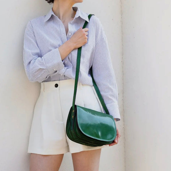Leather Saddle Bag in Green by Time Resistance