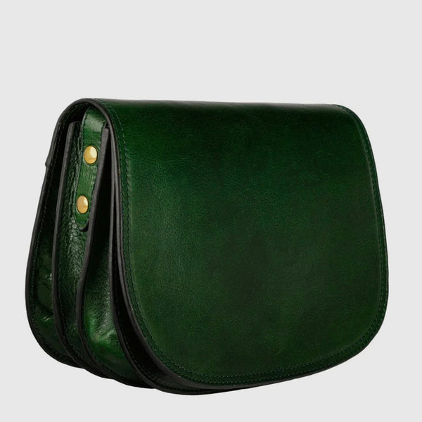 Leather Saddle Bag in Green by Time Resistance