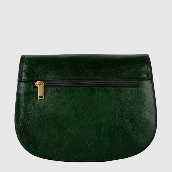 Leather Saddle Bag in Green by Time Resistance