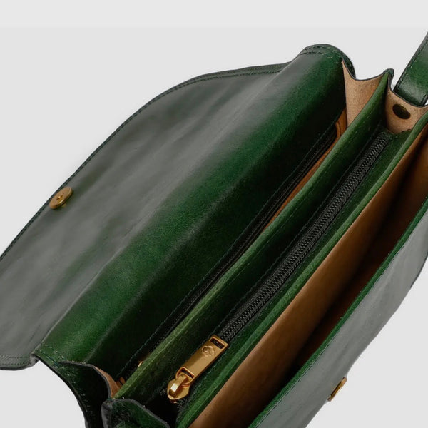 Leather Saddle Bag in Green by Time Resistance