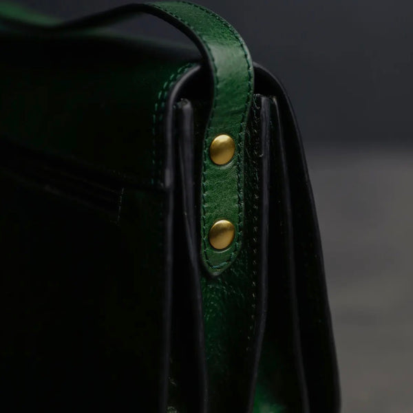 Leather Saddle Bag in Green by Time Resistance