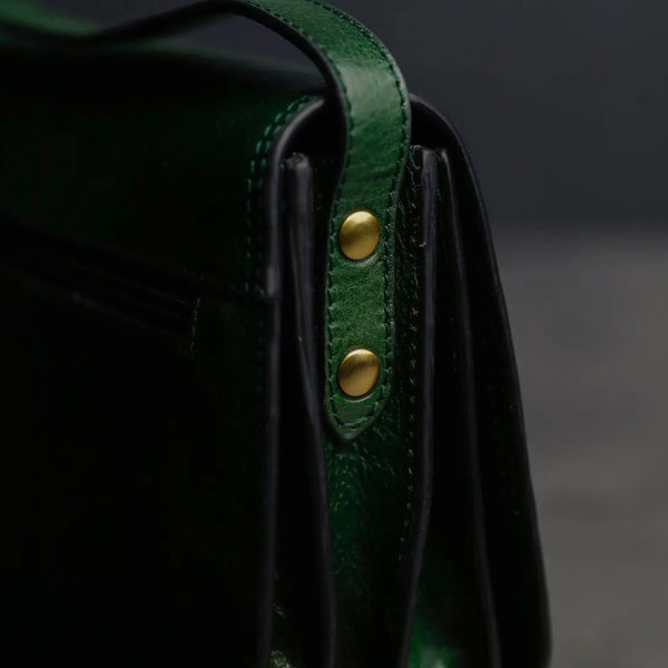 Leather Saddle Bag in Green by Time Resistance