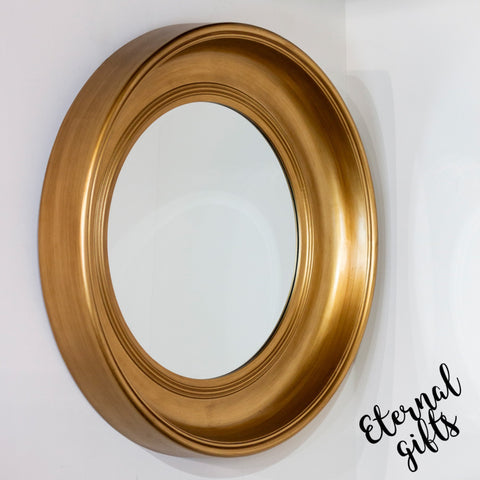 Deep Round Mirror in Gold 90cm