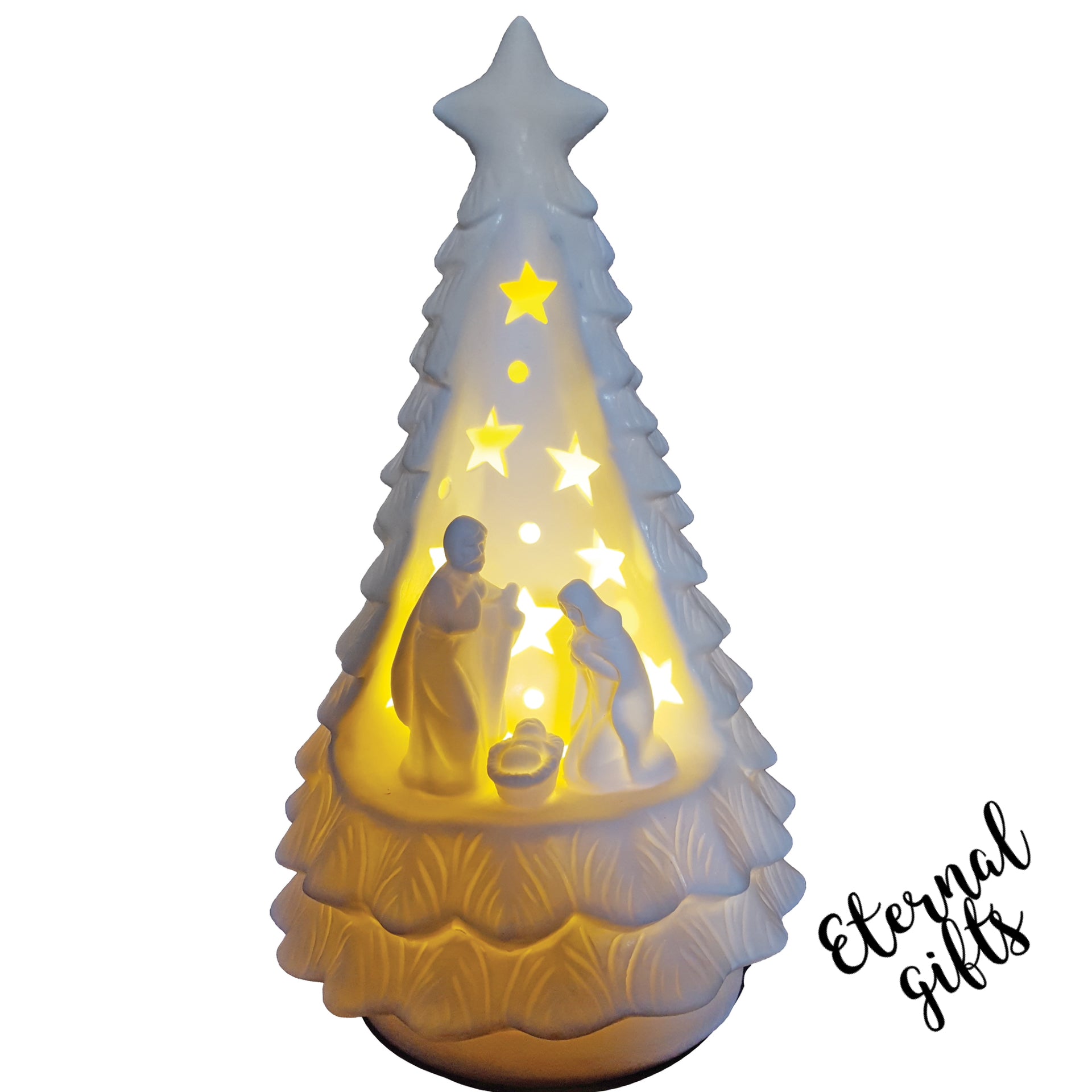 White Christmas Tree Nativity