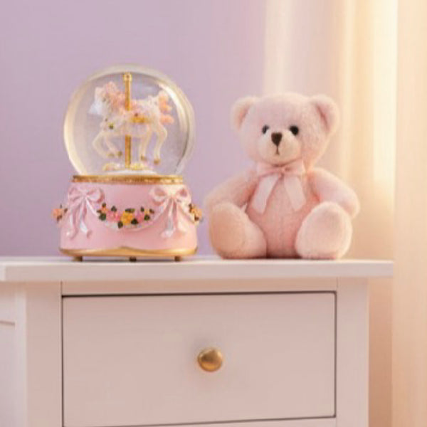 Musical Globe with Pink mane carousel horse ball