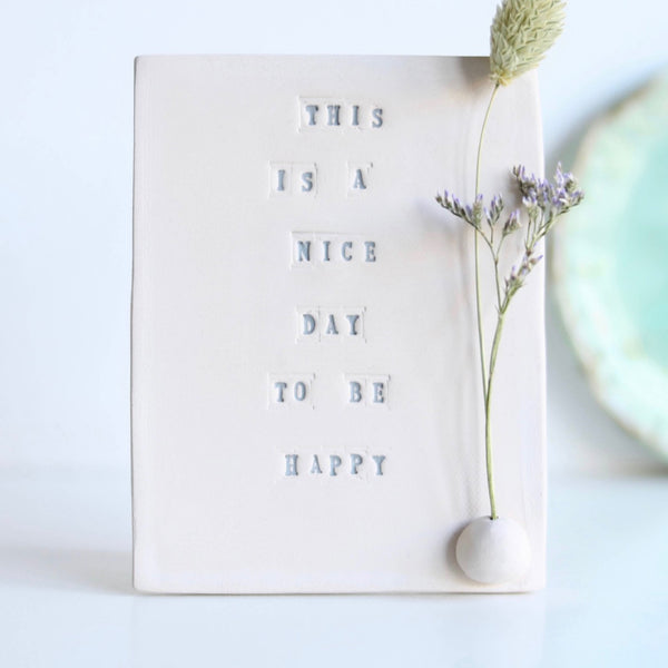 Ceramic card “Be happy” by Poca Ceramics