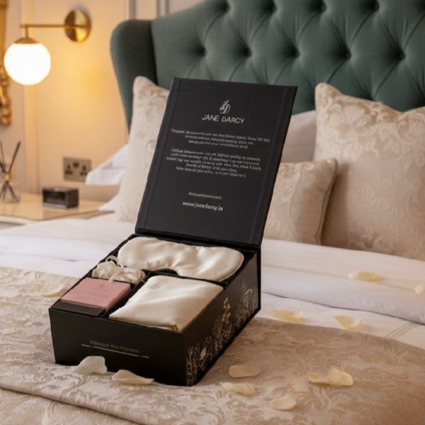 Luxury Silk Sleep Set, Ivory, White Jasmine & Sandalwood 'Intimate Moments' By Jane Darcy