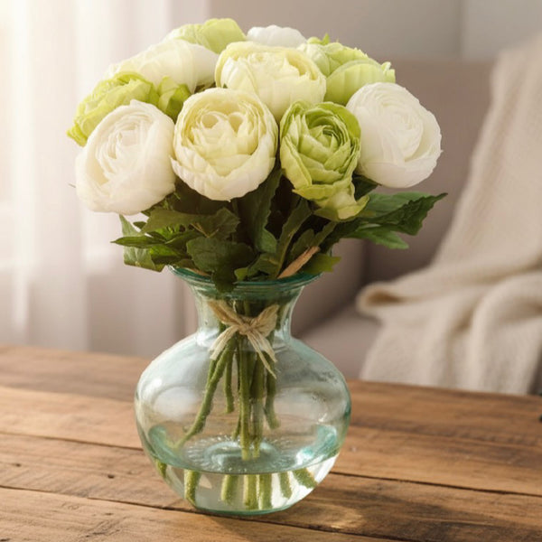 Green Ranunculus Silk Floral Arrangement