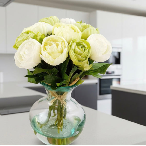 Green Ranunculus Silk Floral Arrangement