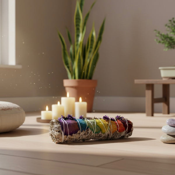 Large white sage with chakra petals