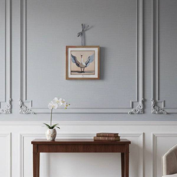 Swan Framed Print (with antique ribbon and gold nail  for hanging) by Odalisque Paris