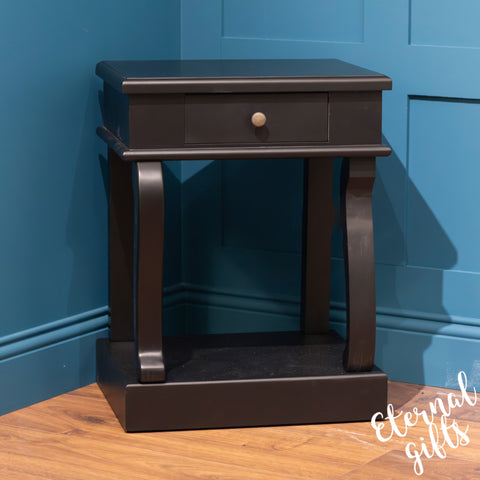 Black Scroll End Table