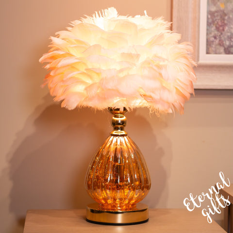 Raya led base feather lamp pink 40cm