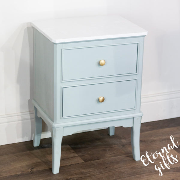 The Monroe Sage 2 Drawer Accent Table with Marble Top