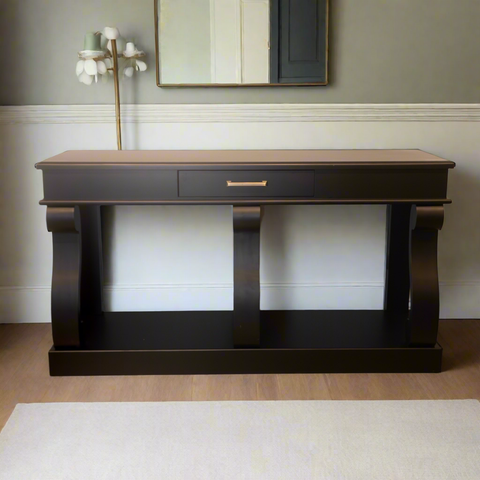 Black Scroll Console Table with Drawer 150cm