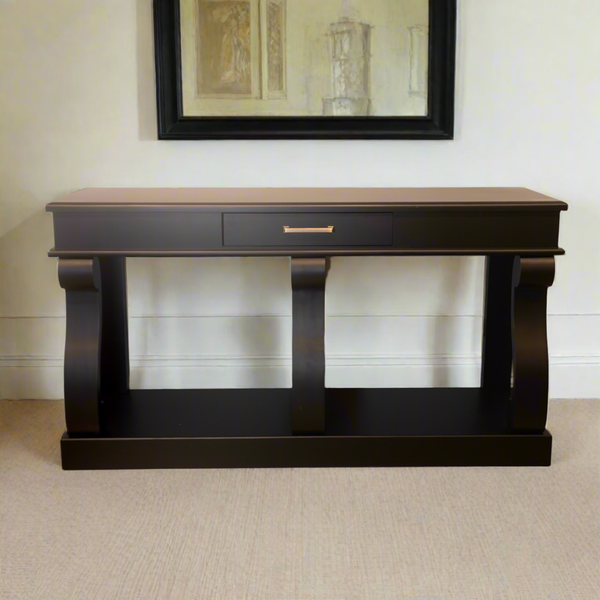 Black Scroll Console Table with Drawer 150cm