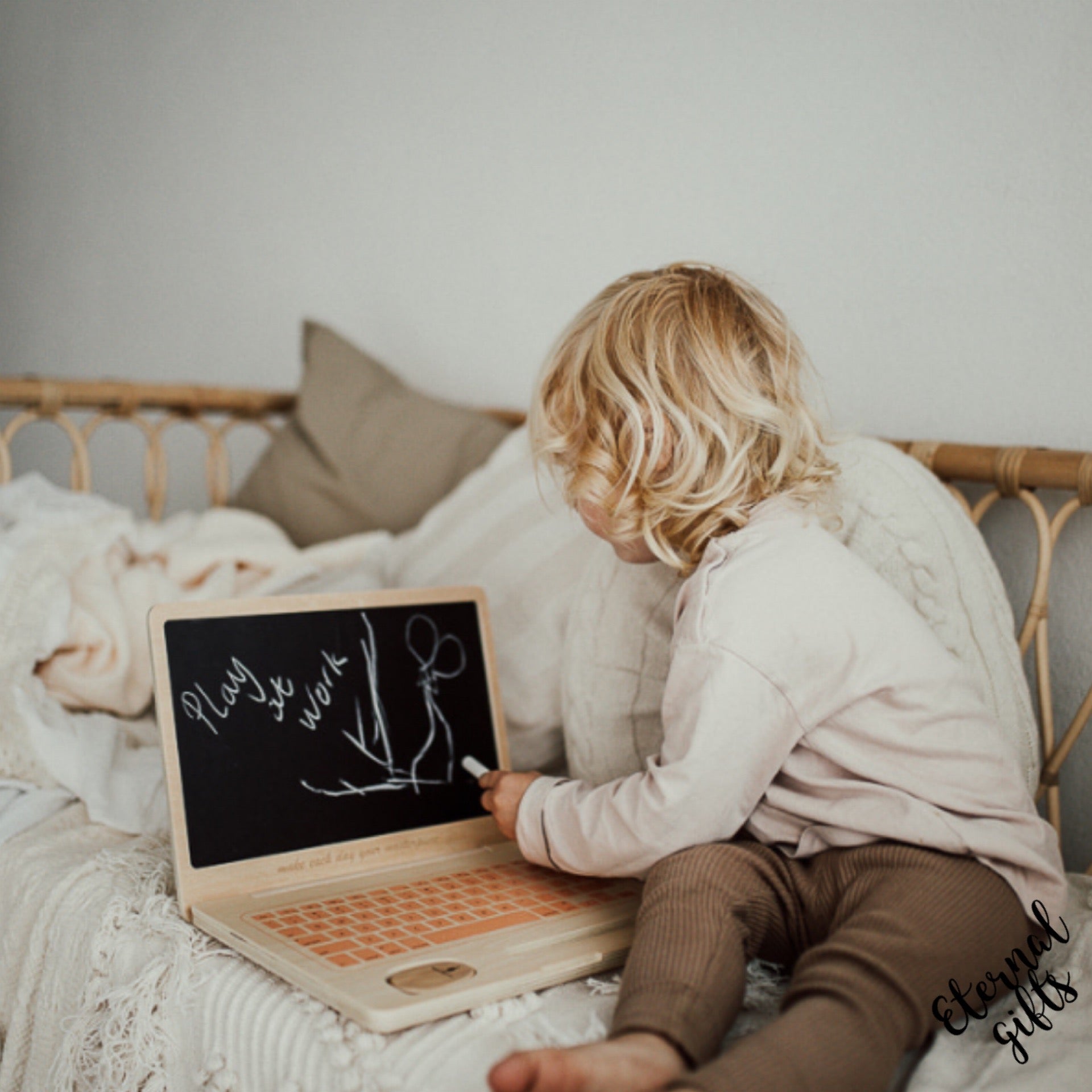 Kids Wooden Laptop - ChalkBoard - Gift Idea