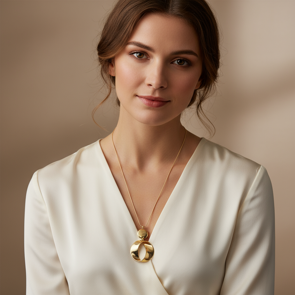 The Paulette Long Chain Pendant in Gold by Estela