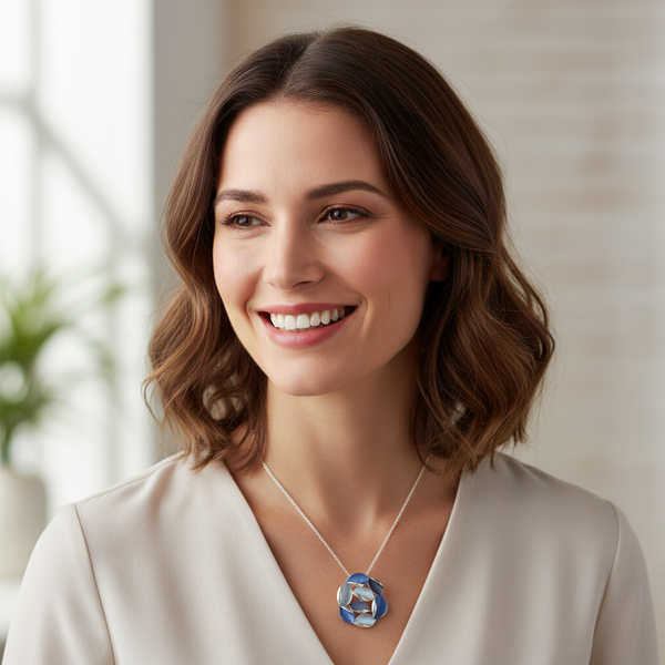 The Ita Blue Floral Pendant by Estela