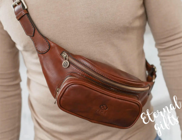 Leather Bum Bag in Cognac by Time Resistance