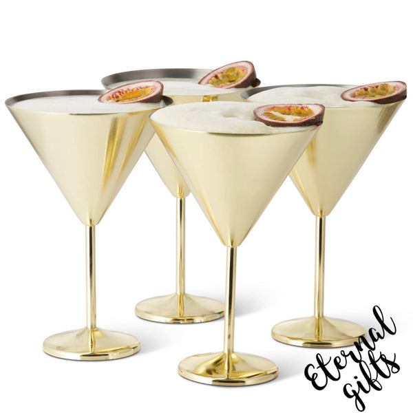4 Matte Gold Martini Glasses by Oak & Steel