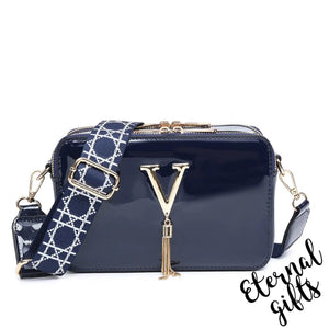 Ms Valentine Patent in Navy with wide Detachable Strap