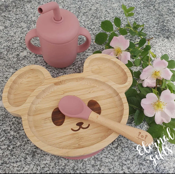 Kids Bamboo Tableware Mouse Dusty Rose By Summerville Organics