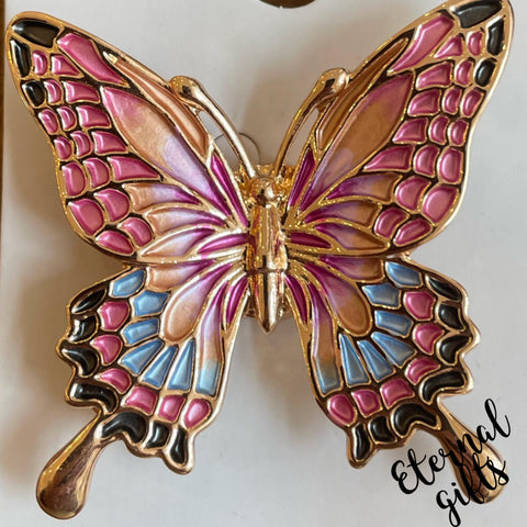 Butterfly Magnetic Brooch in Pinks