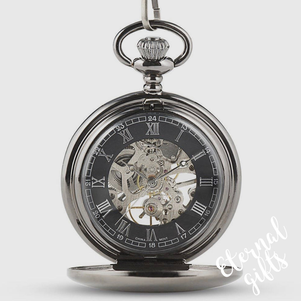 Gunmetal Mechanical Pocket Watch Fob – Eternal Elphin