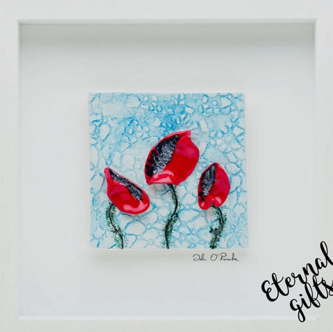 Red Poppy Ceramic Framed Piece by Stable Door Pottery