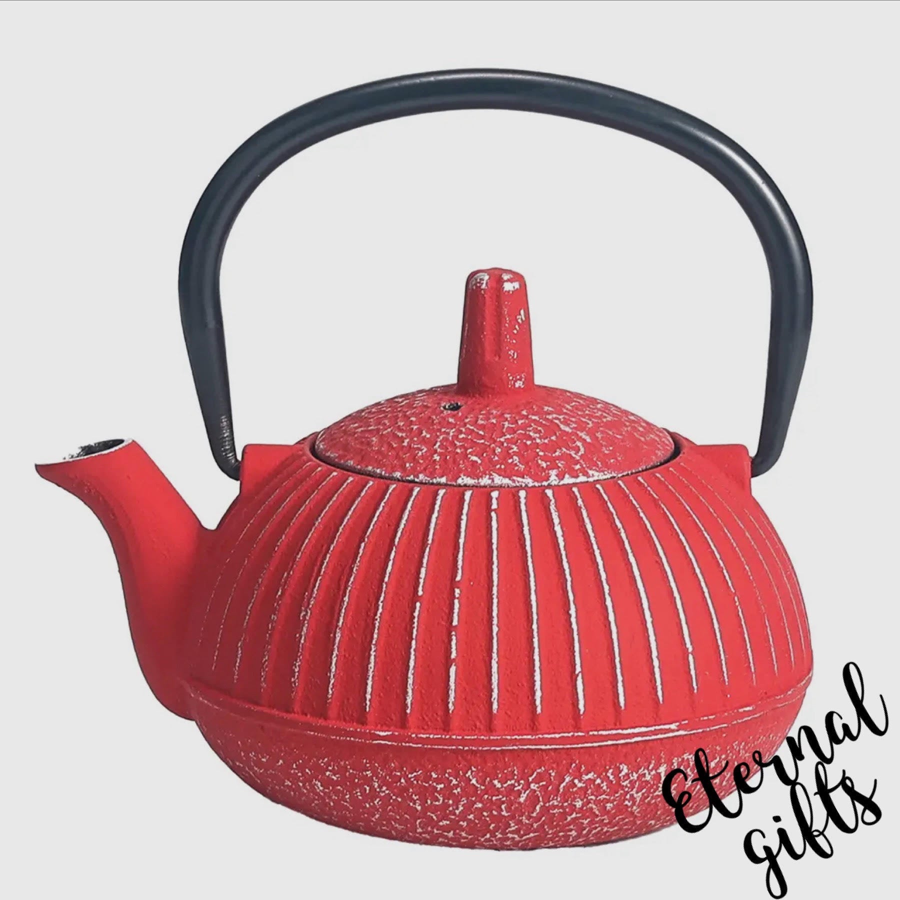 Cast Iron Red Teapot