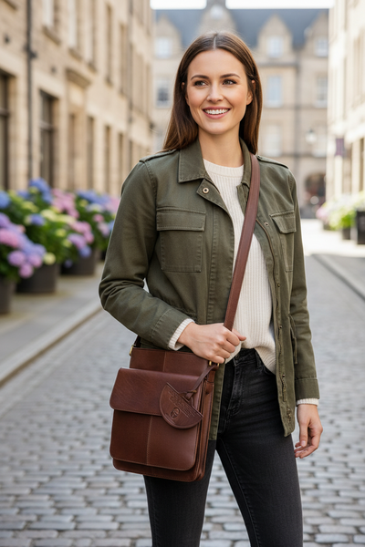 SLING BAG in Brown - LUXURY IRISH SOFT LEATHER Tinnakeenly Leathers