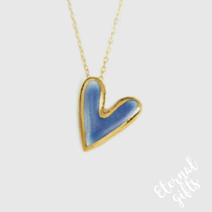 'something Blue' - Wedgewood Blue and Gold Heart Necklace by Danu