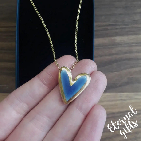 'something Blue' - Wedgewood Blue and Gold Heart Necklace by Danu