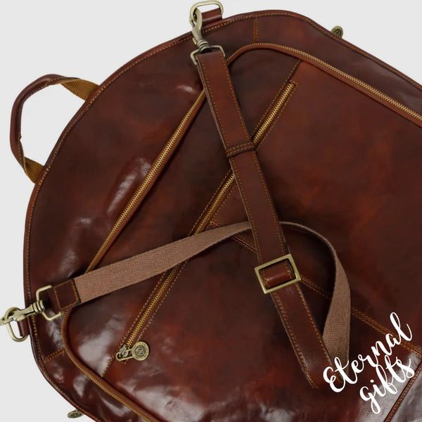 Italian Leather Suit/ Garment Carrier in Brown by Time Resistance
