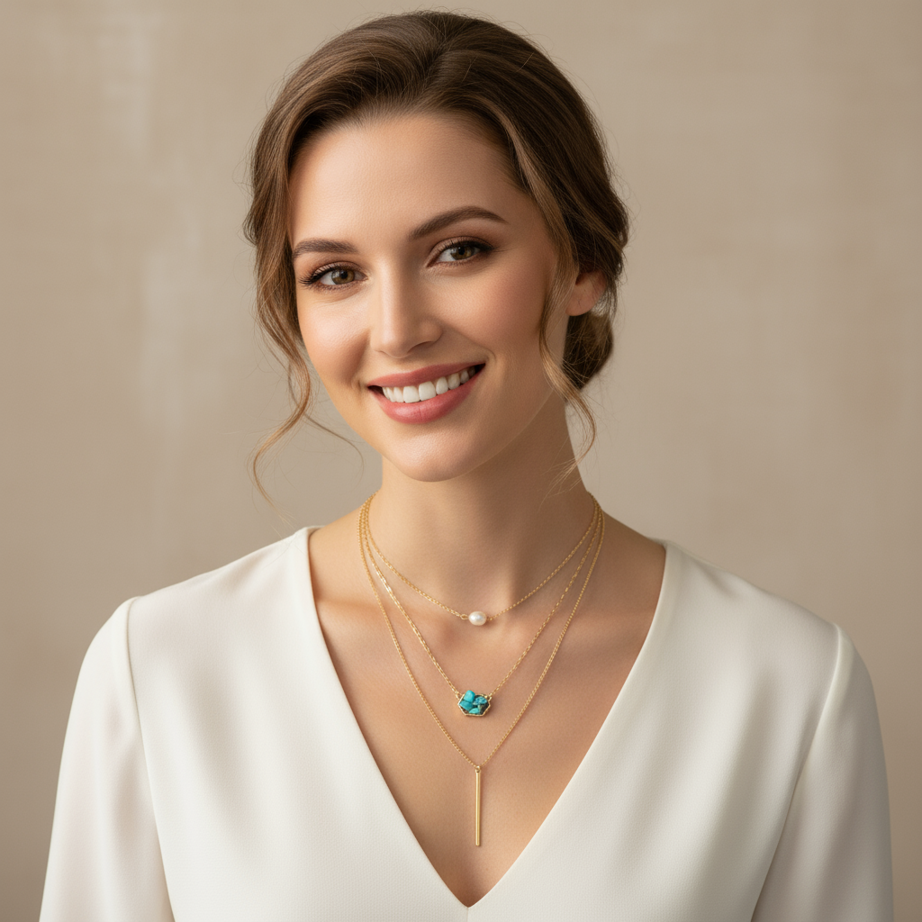 The Louise 3  Layered in Pearl Turquoise By Estela