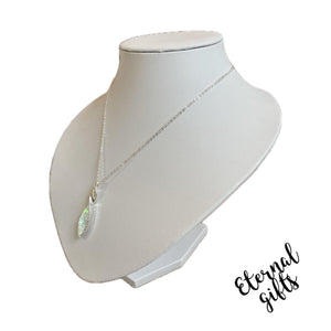 The Tear Drop Mother of Pearl Pendant in Silver  by Estela