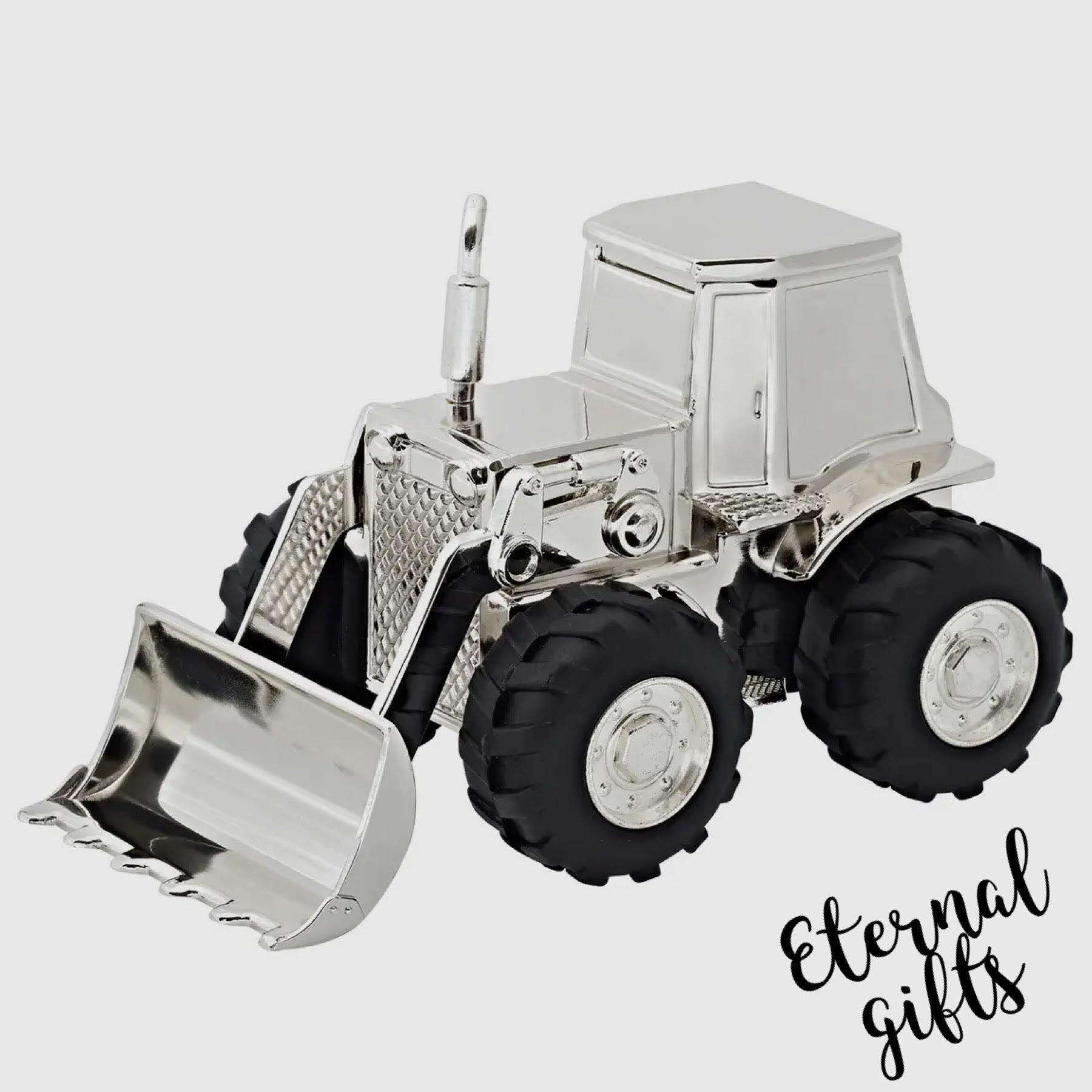 Tractor Shaped Piggy Bank (Silver Plated ) by Edzard