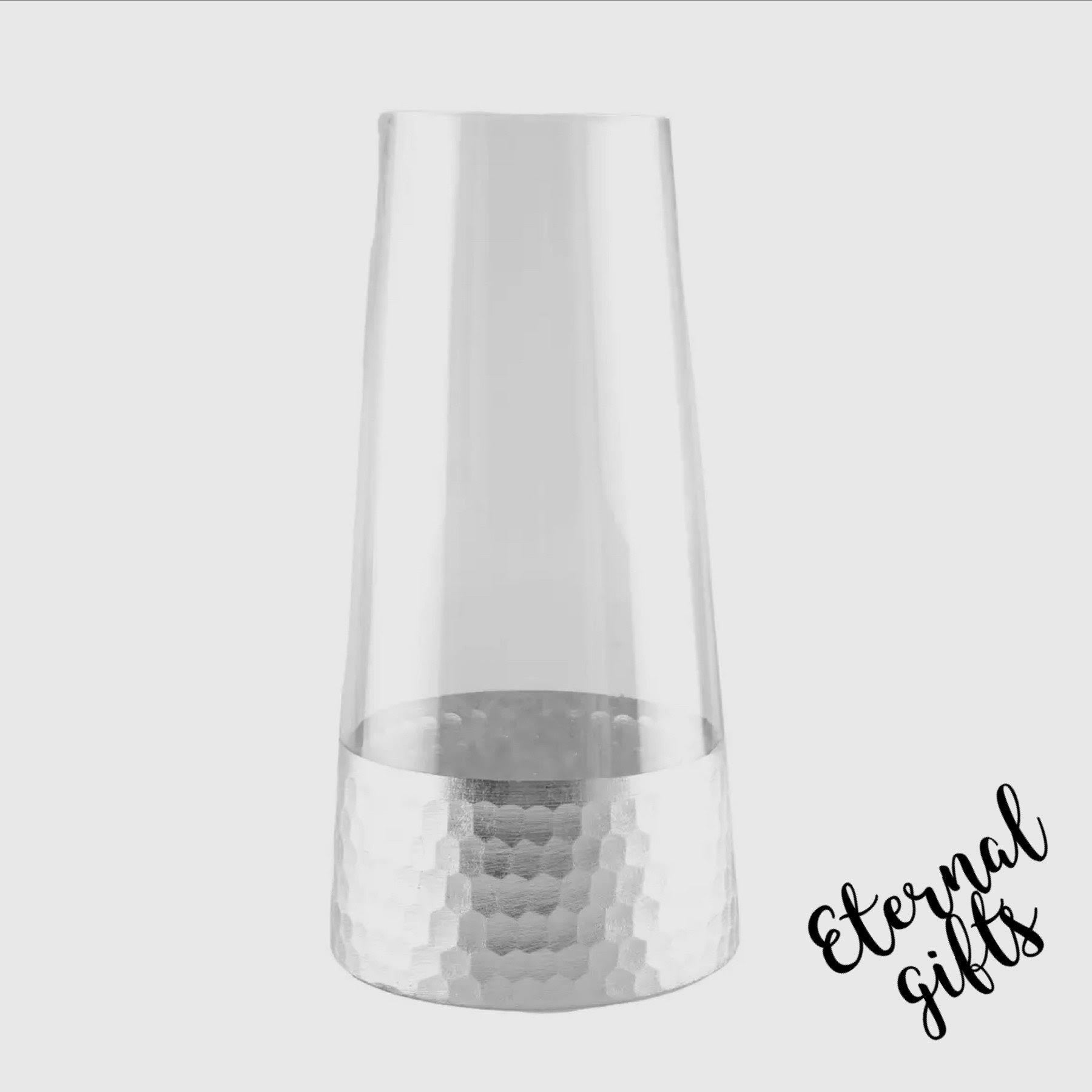 Transparent and Silver Conical Vase H22CM by Aulicia
