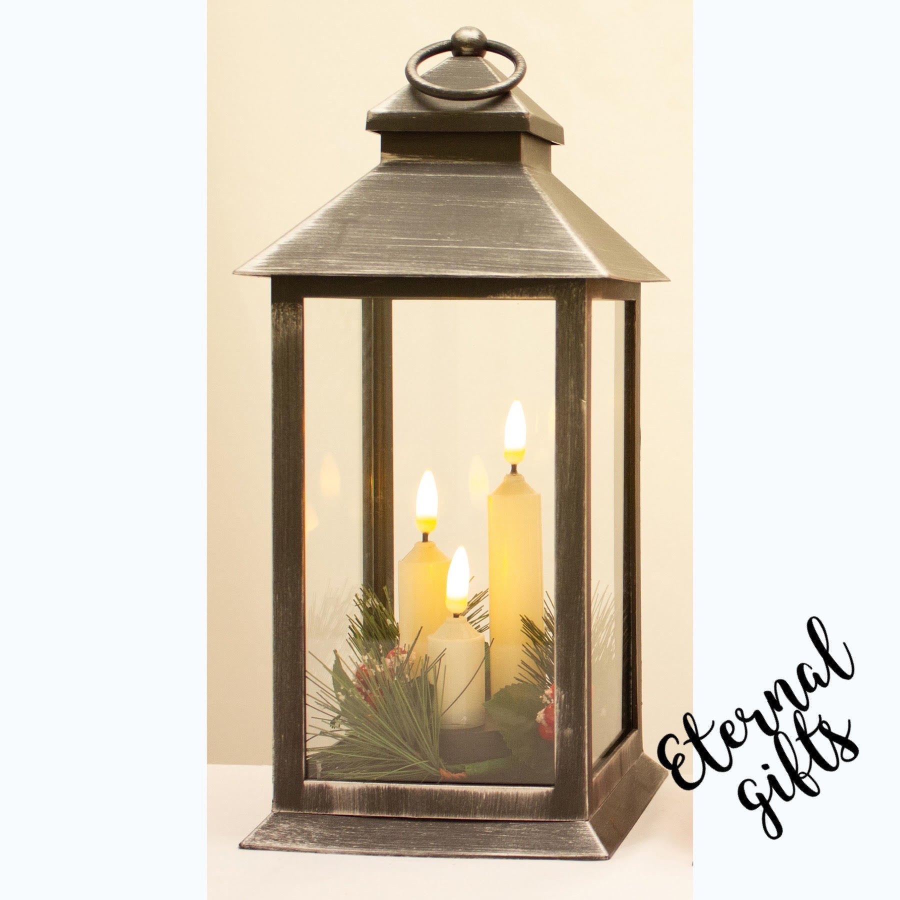 Triple Candle Candle Lantern with timer control