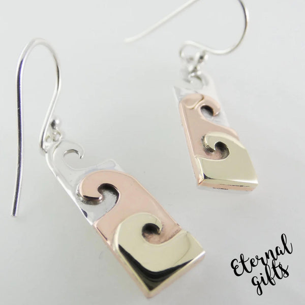 Wave Earrings in Mixed Metals by Banshee Silver