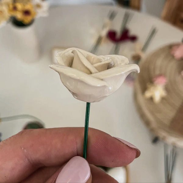 Ceramic White Rose