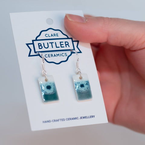 Seaside Green/White (Medium rectangle drop) by Clare Butler