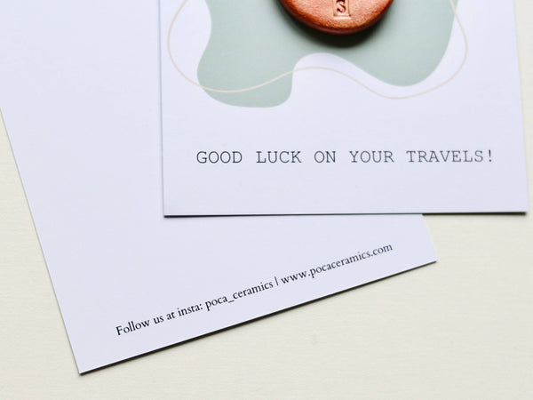 Ceramic Good luck Symbol/Token travels card by Poca Ceramics