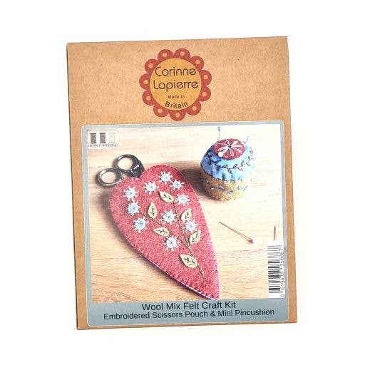 Embroidered Scissors Pouch and Mini Pin Cushion